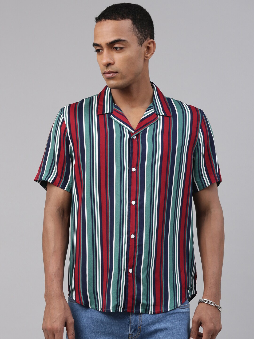 

Breakbounce Men Multicoloured Multi Striped Casual Shirt