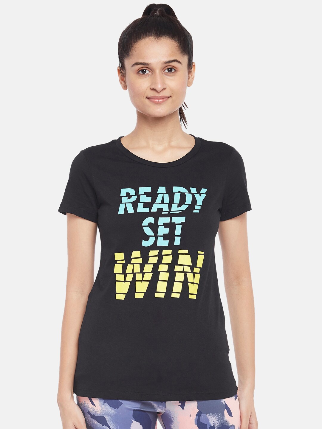 

Ajile by Pantaloons Women Black Typography Printed T-shirt
