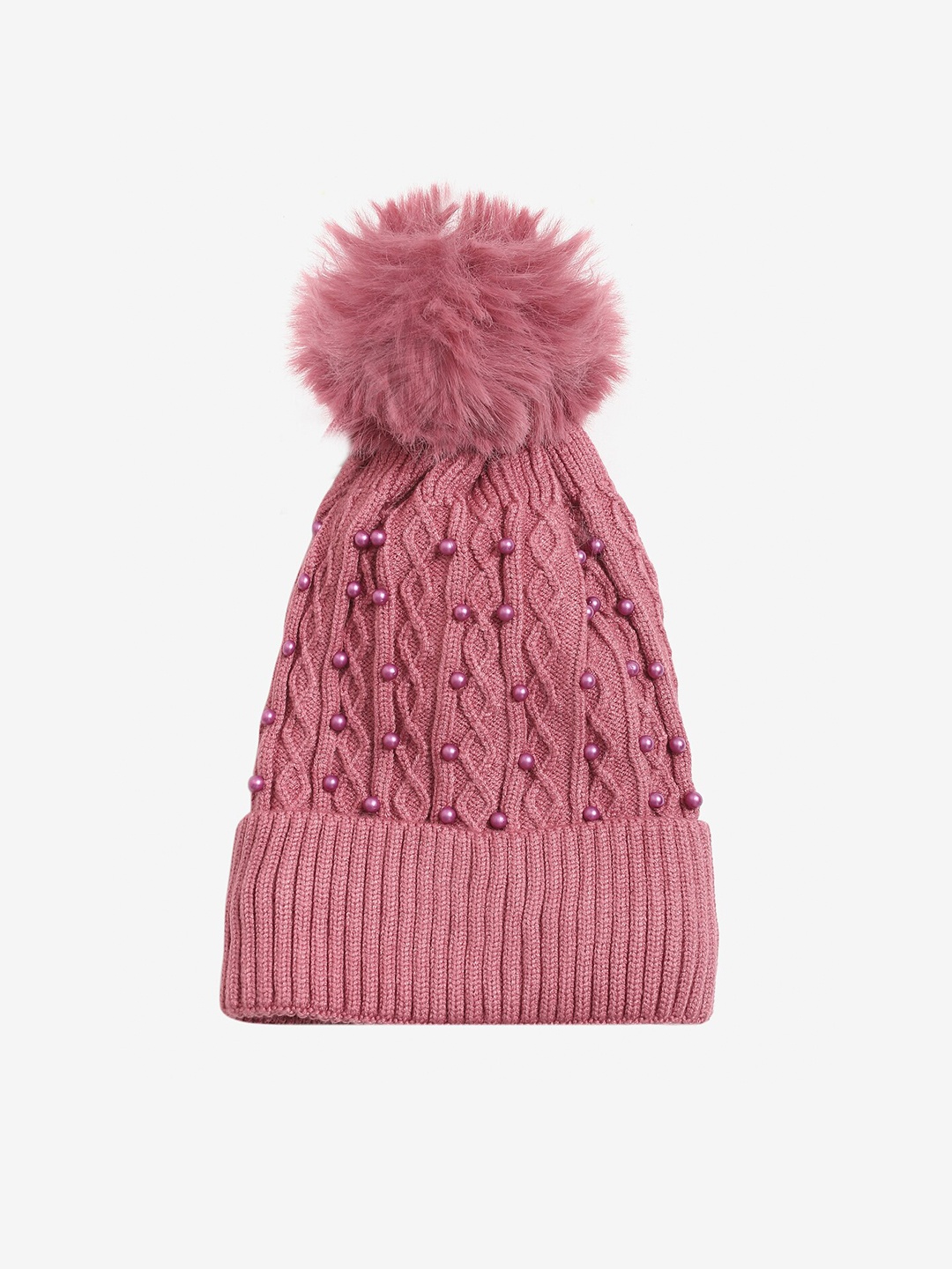 

LOOM LEGACY Women Magenta Acrylic Wool Beanie