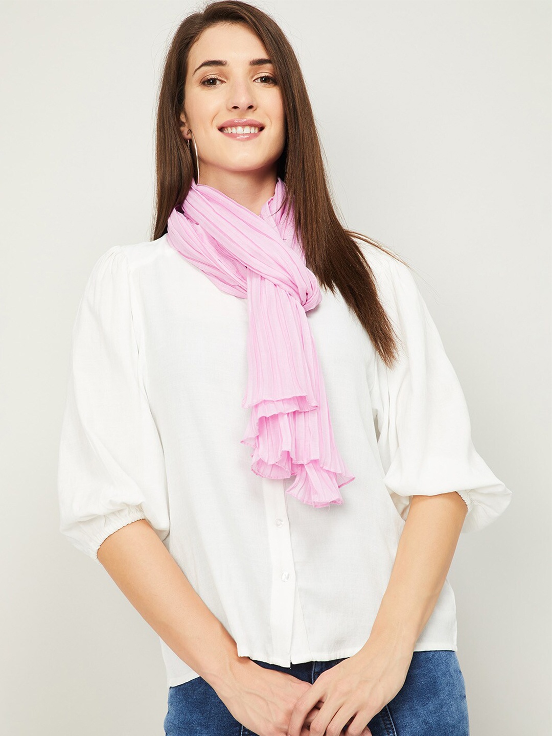 

Ginger by Lifestyle Women Pink Striped Stole
