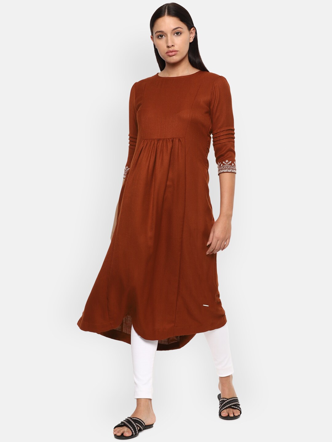 

Van Heusen Woman Maroon & White Pleated Tunic
