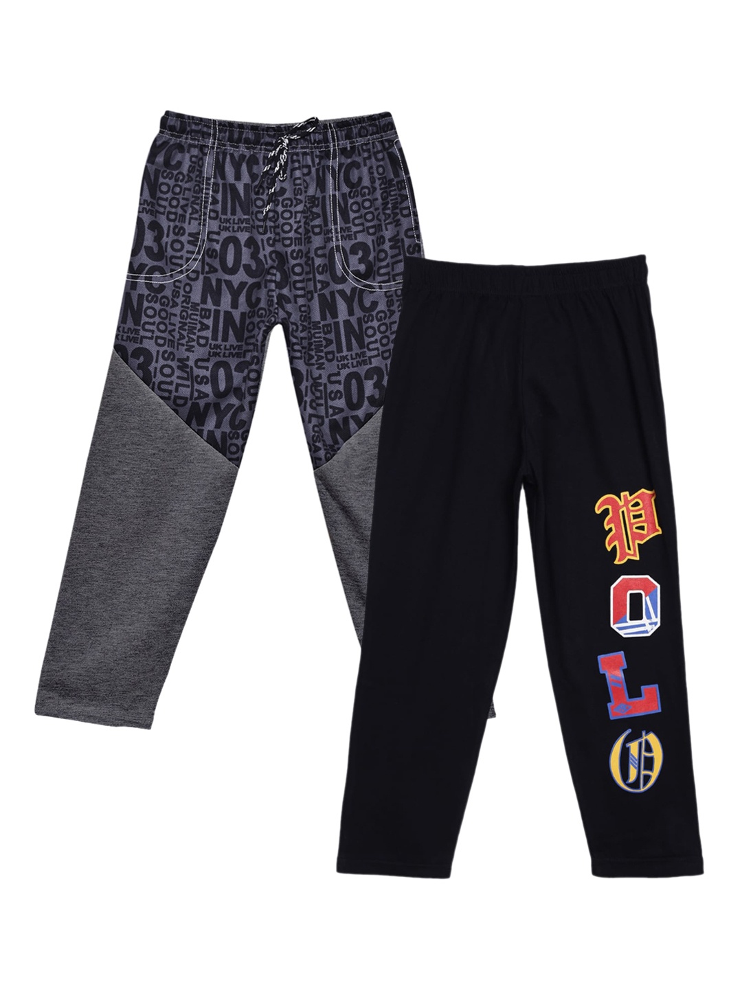 

SWEET ANGEL Girls Pack Of 2 Pure Cotton Straight-Fit Track Pants, Charcoal