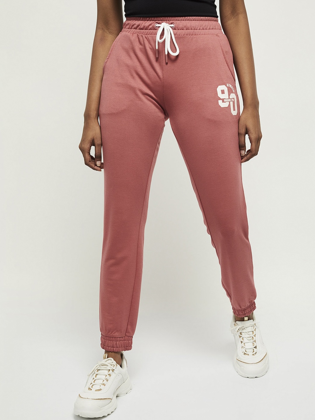 

max Women Peach-Coloured Solid Joggers