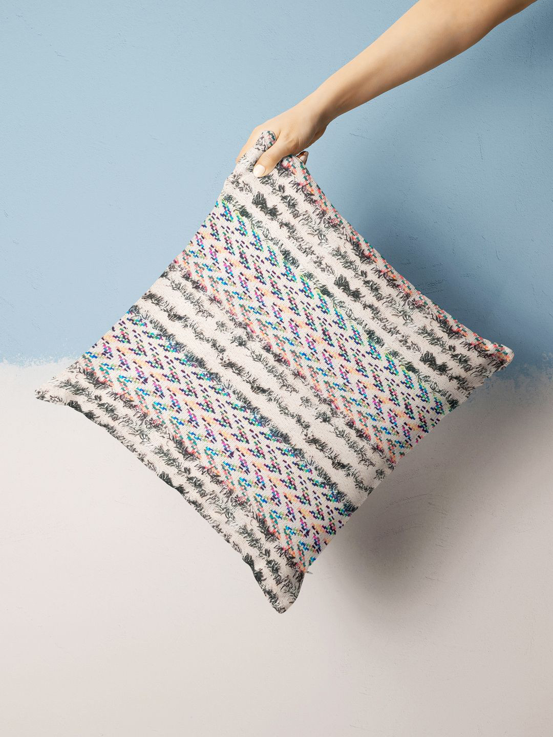 

BIANCA Multicoloured Striped Square Cushion Covers, Multi