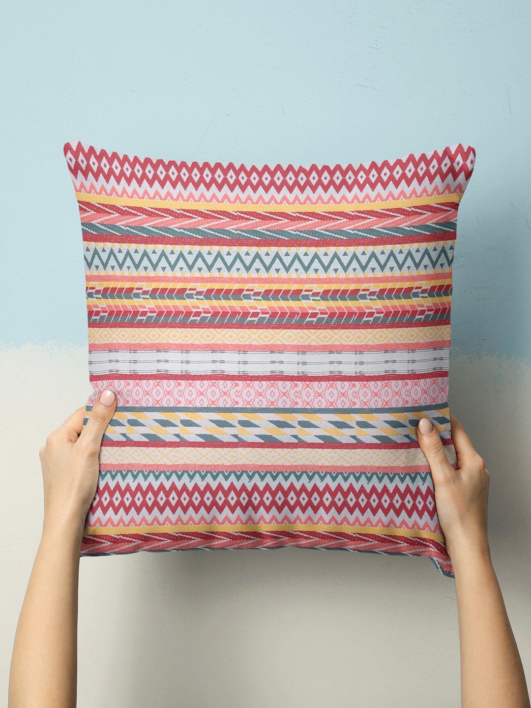 

BIANCA Red & Blue Striped Square Cushion Covers