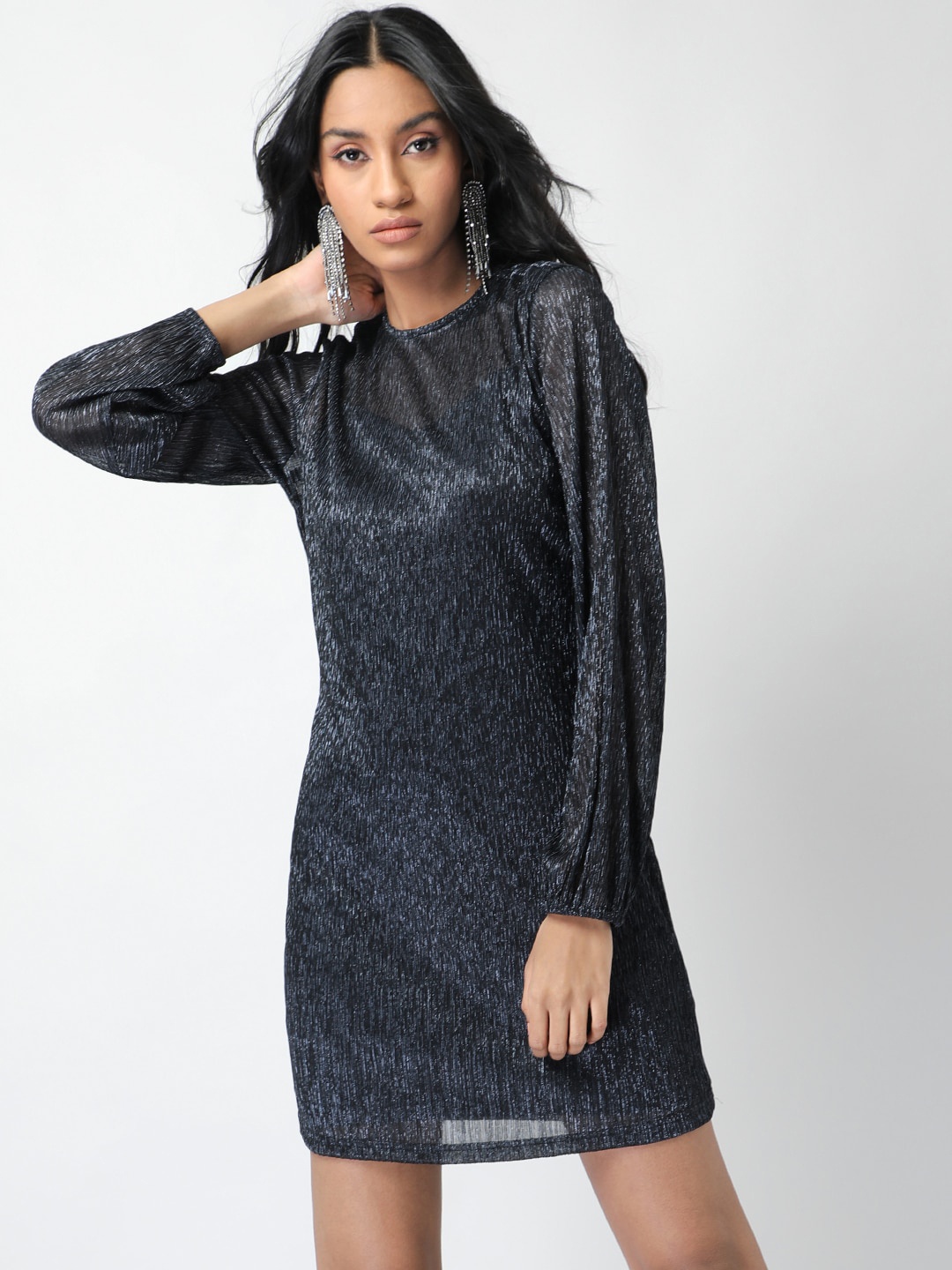 

FabAlley Blue Shimmer Sheath Dress