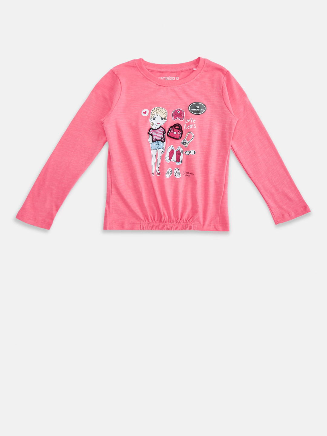 

Pantaloons Junior Girls Fuchsia & White Printed T-shirt