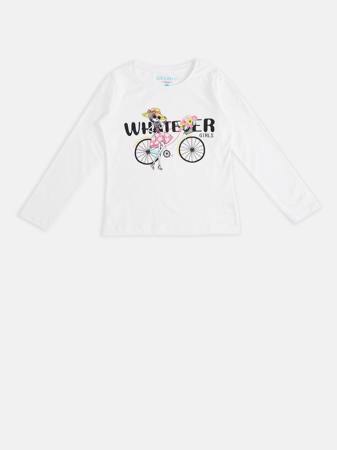 

Pantaloons Junior Girls Off White Typography Printed T-shirt