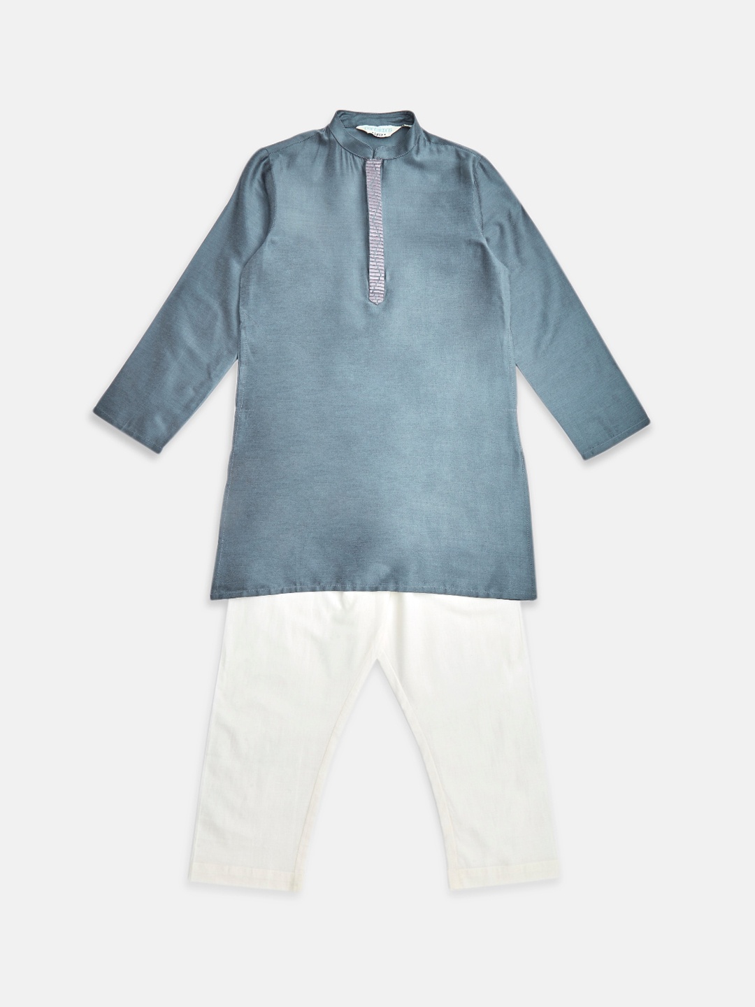 

indus route by Pantaloons Boys Mandarin Collar Regular Kurta With Pyjamas, Charcoal
