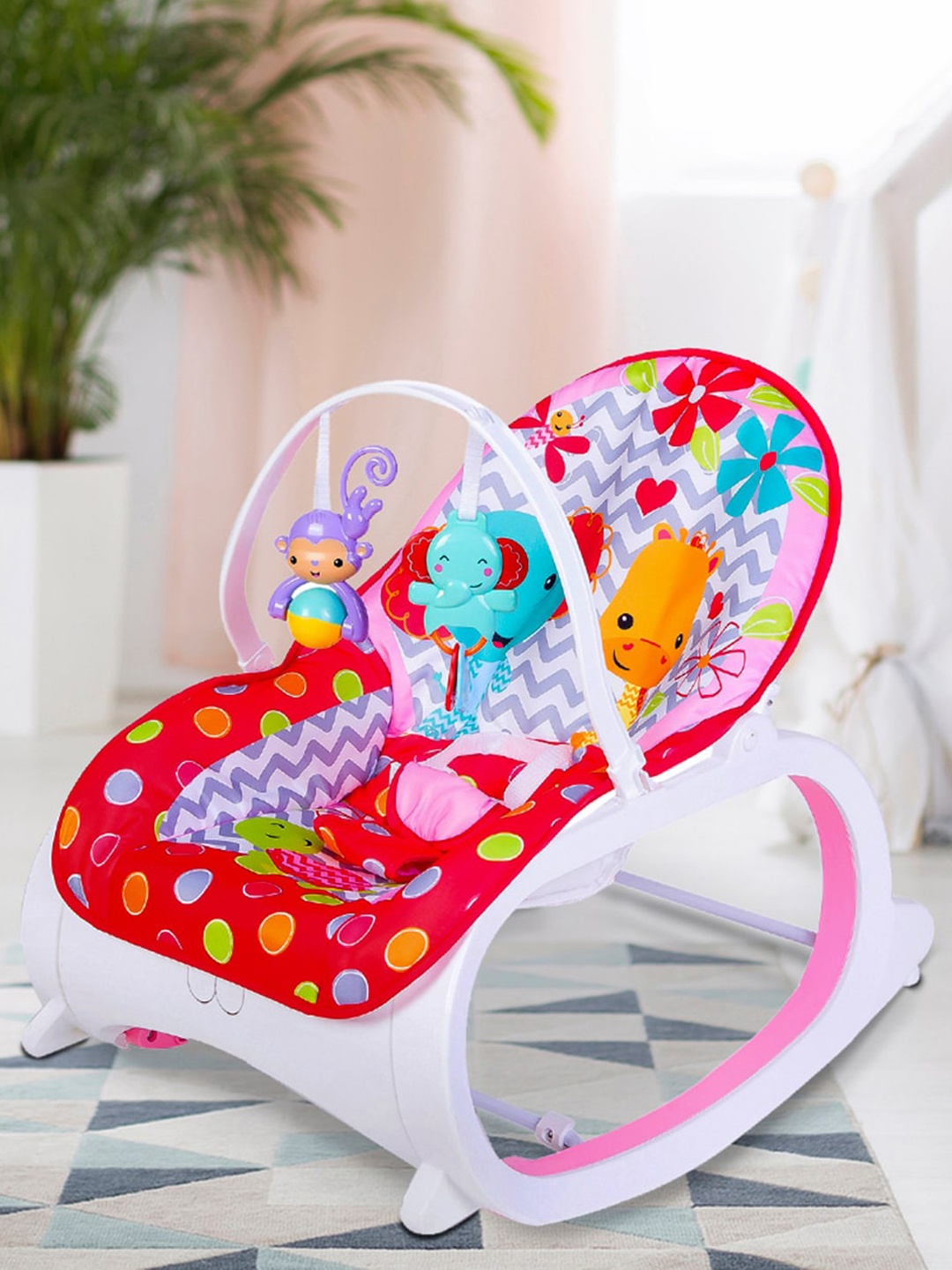 

Baby Moo Kids Toddler Polka Dotted Portable Rocker, Pink