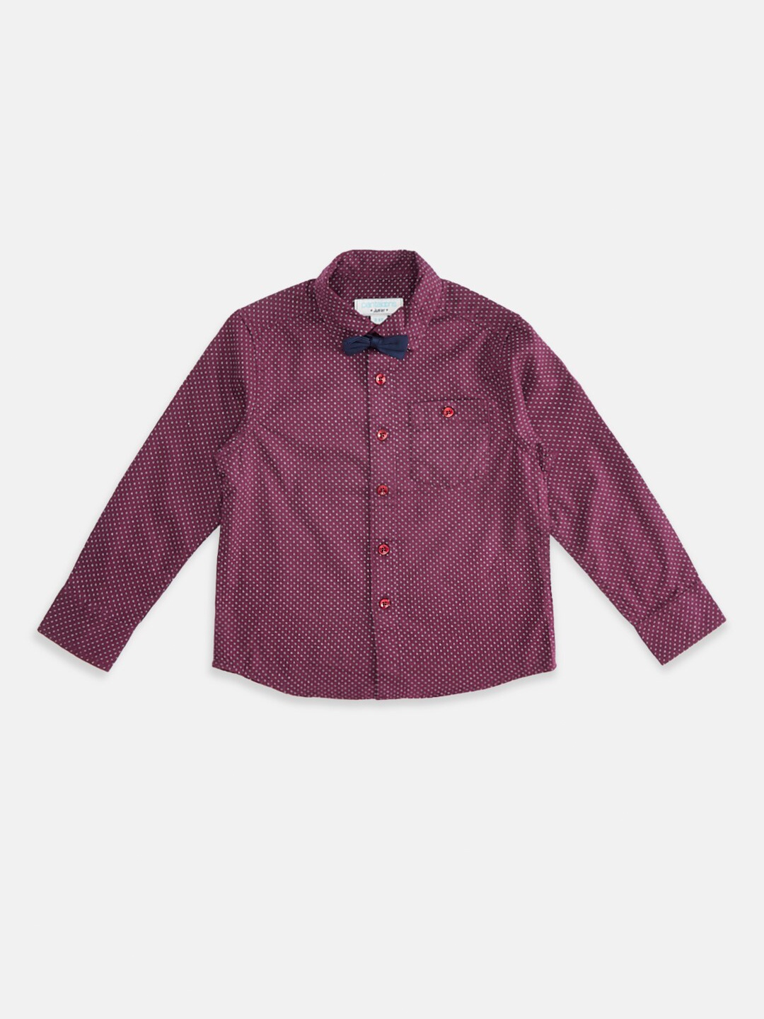 

Pantaloons Junior Boys Maroon Opaque Printed Pure Cotton Casual Shirt