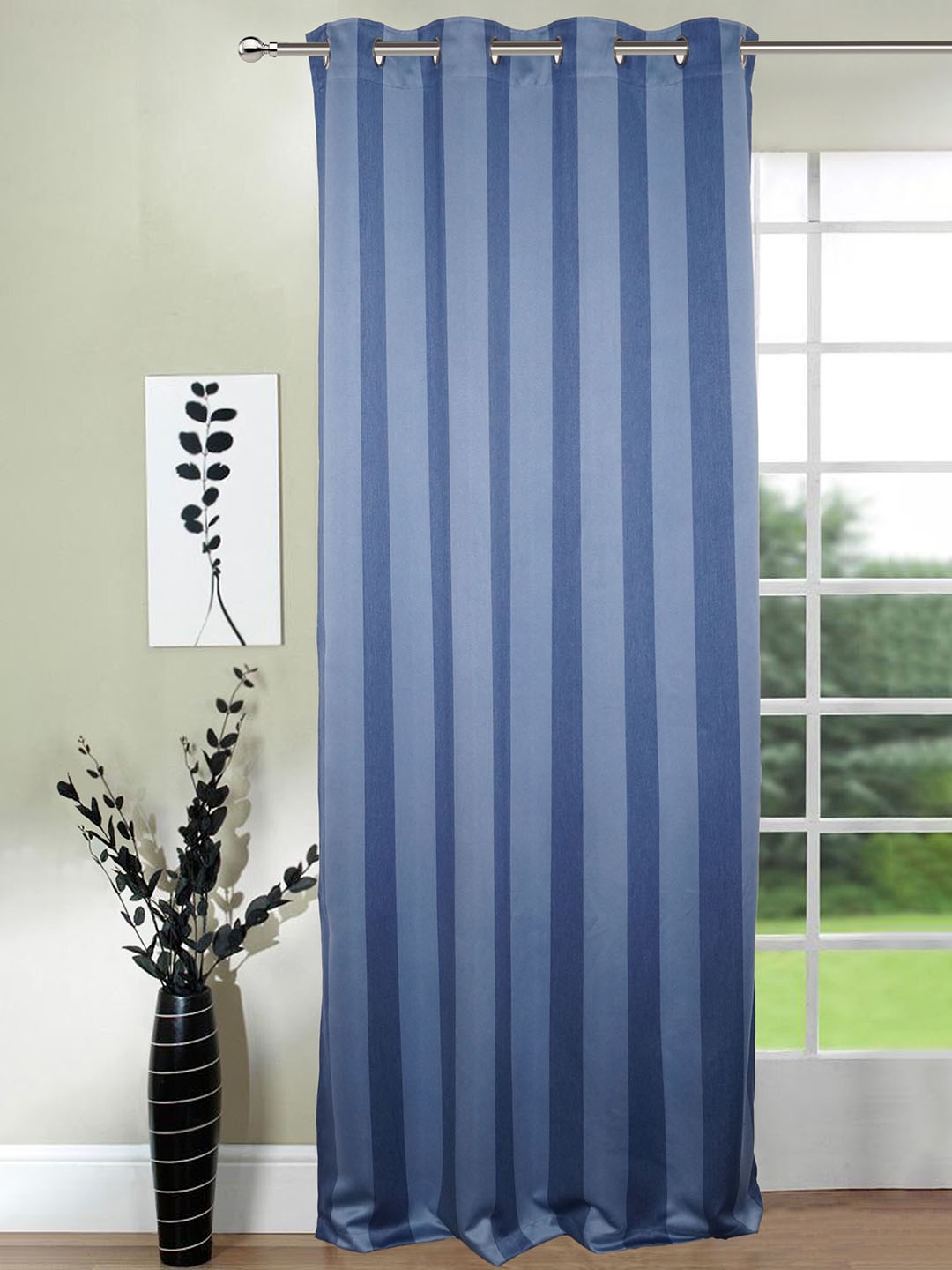 

Lushomes Blue Striped Door Curtain