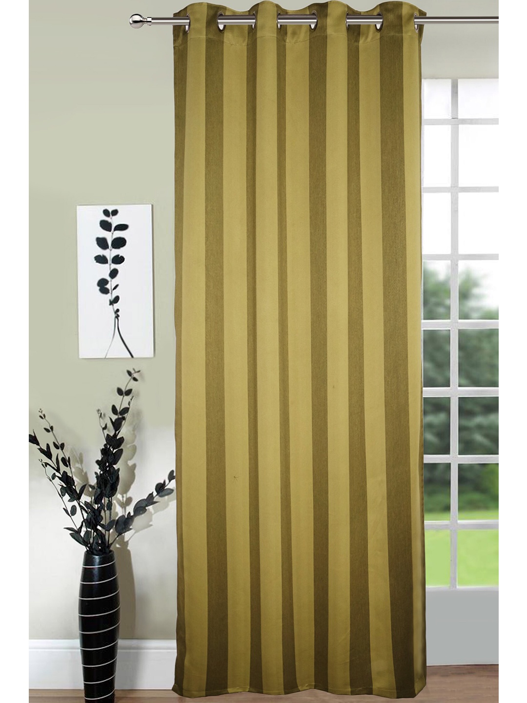 

Lushomes Green Striped Door Curtain