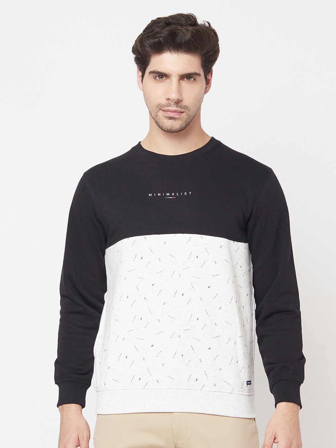 

Octave Men Navy Blue Printed Sweatshirt