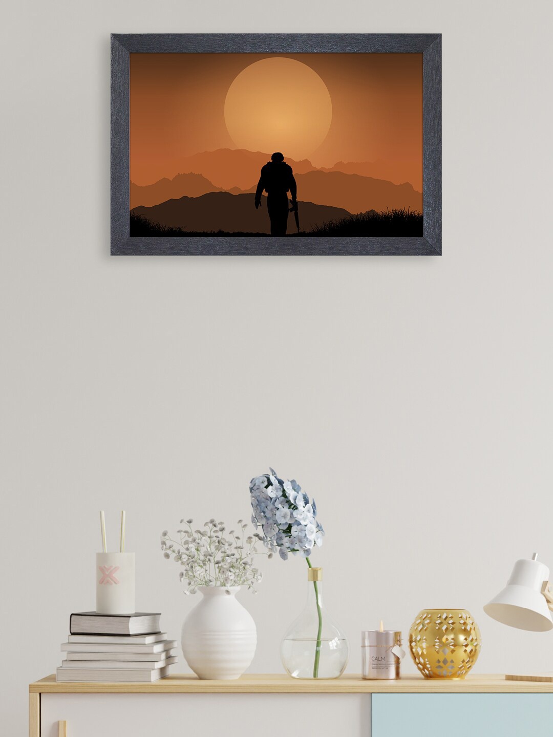 

RANDOM Orange & Brown Hunter Painting Framed Wall Art