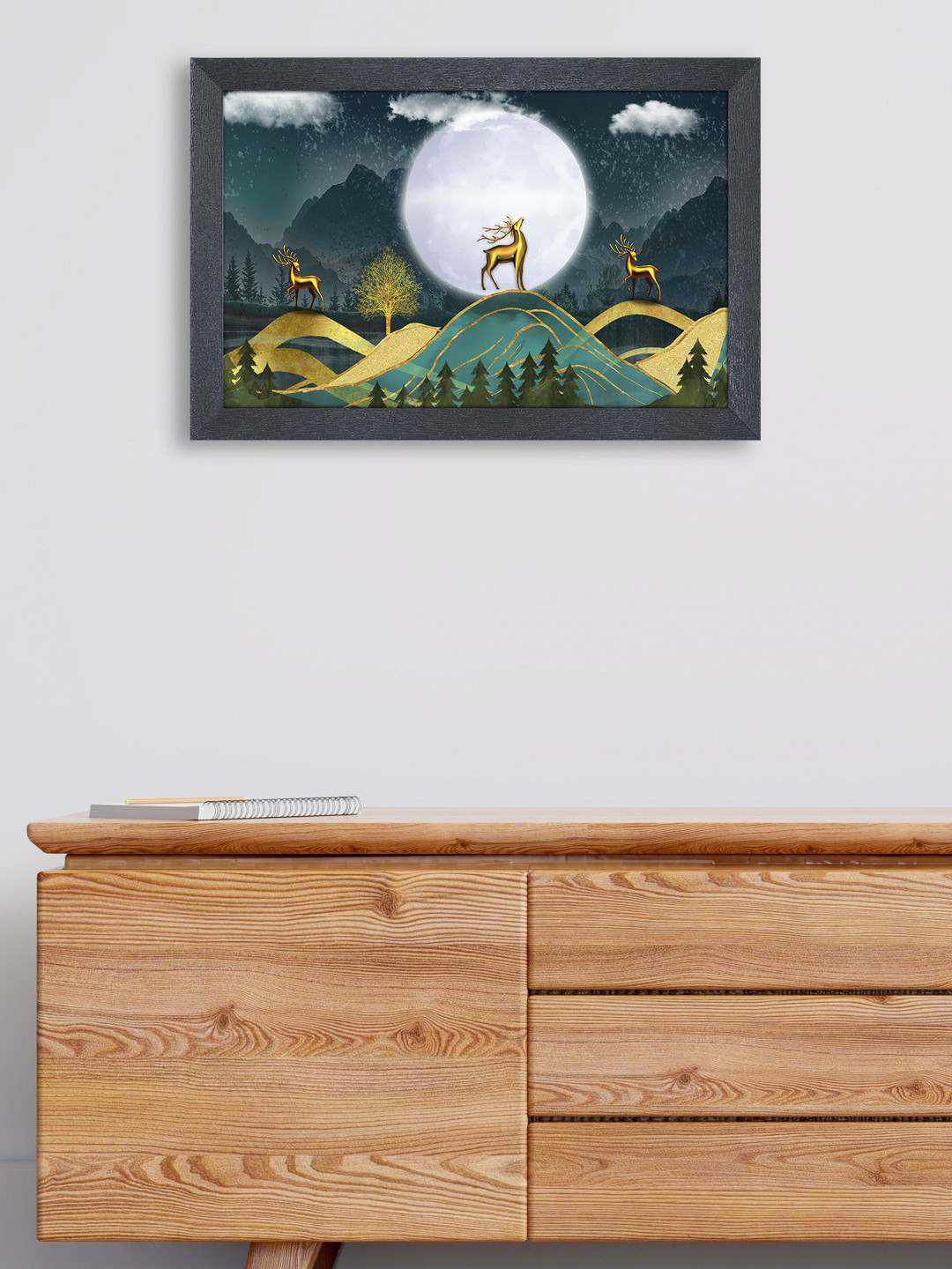 

RANDOM Navy Blue & Gold-Coloured Deer Painting Wall Art