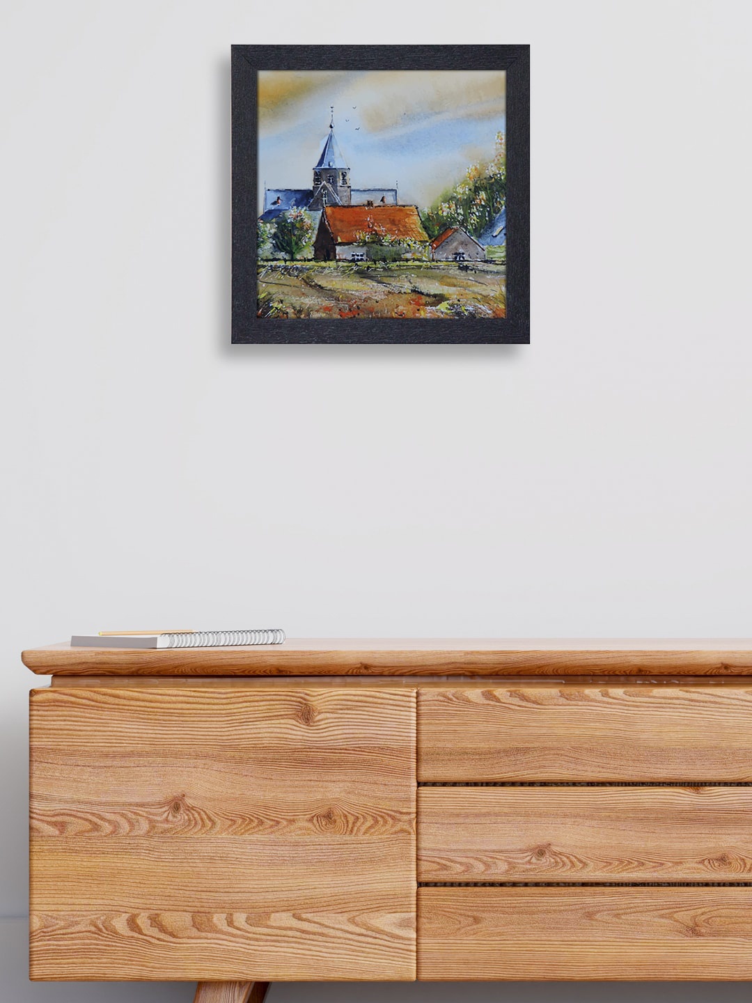 

RANDOM Multicoloured Beautiful Small Village Painting, Multi