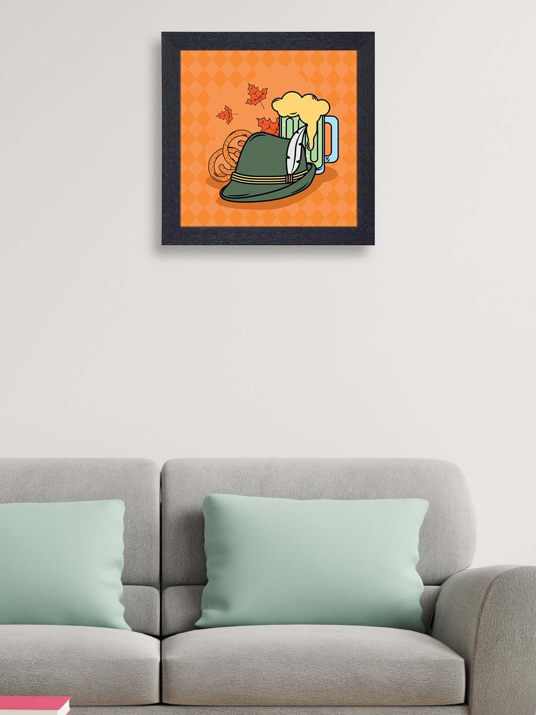 

RANDOM nest Art Beautiful Cap & Beer Glass Painting, Orange