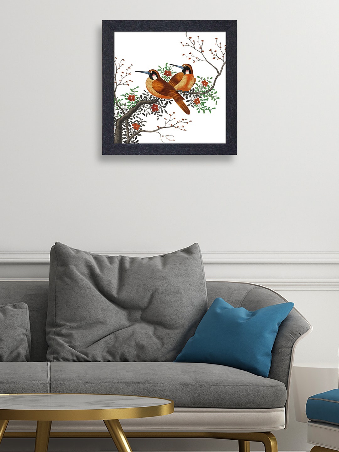 

RANDOM White & Brown Couple Birds Painting Framed Wall Art