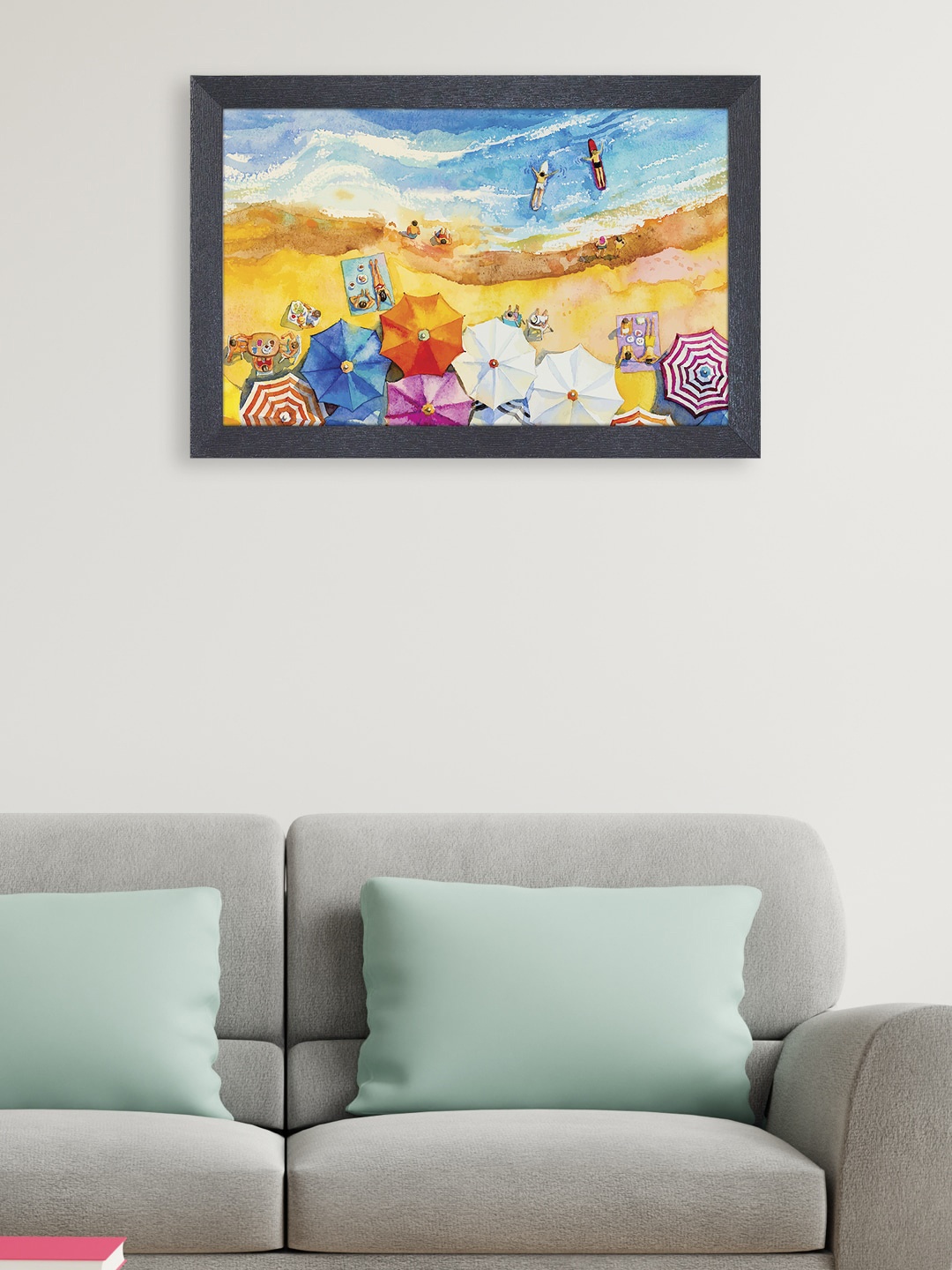 

RANDOM Yellow & Black Beach Painting Framed Wall Art