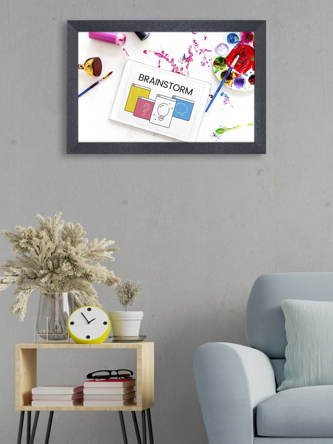 

RANDOM White & Pink Brainstorm Painting Framed Wall Art