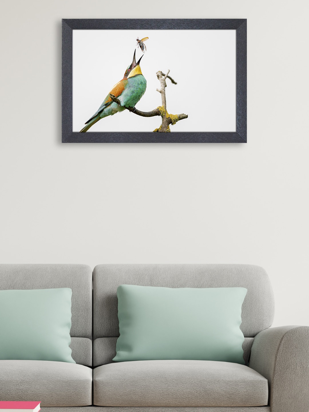 

RANDOM White & Green Bird & Mosquito Rectangular Framed Wall Painting