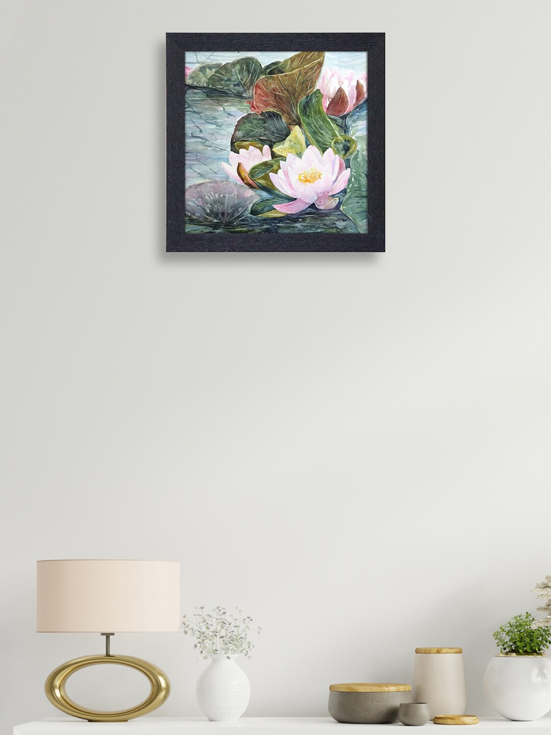 

RANDOM Black Beautiful Lotus Flowers Painting Wall Art