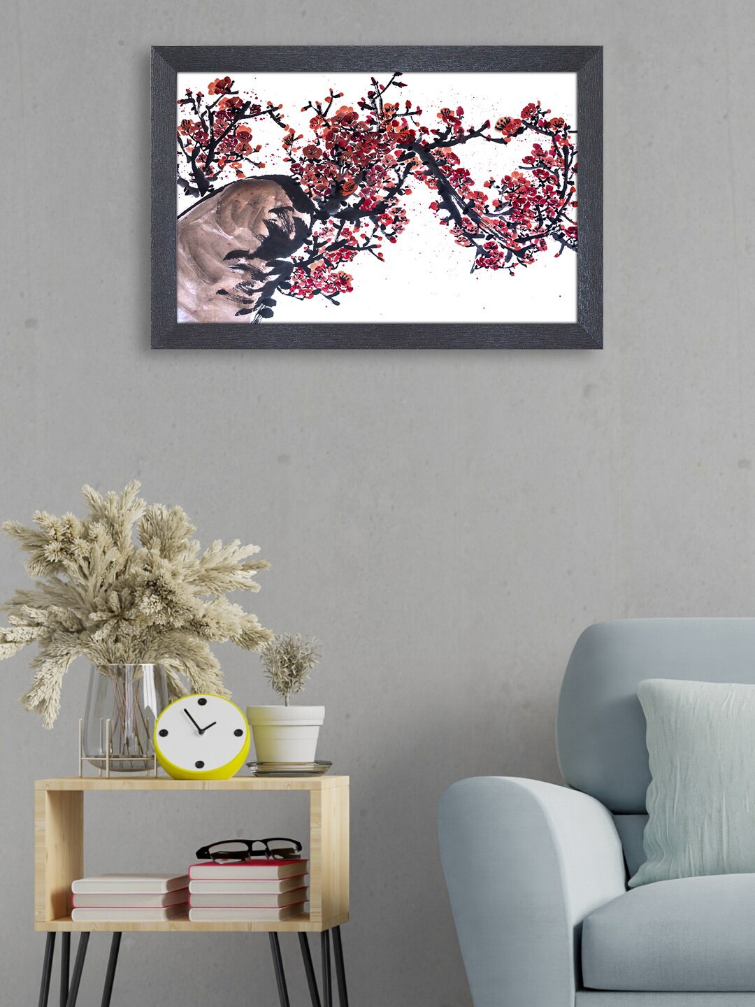 

RANDOM Maroon & White Red Flowers Rectangular Wall Painting