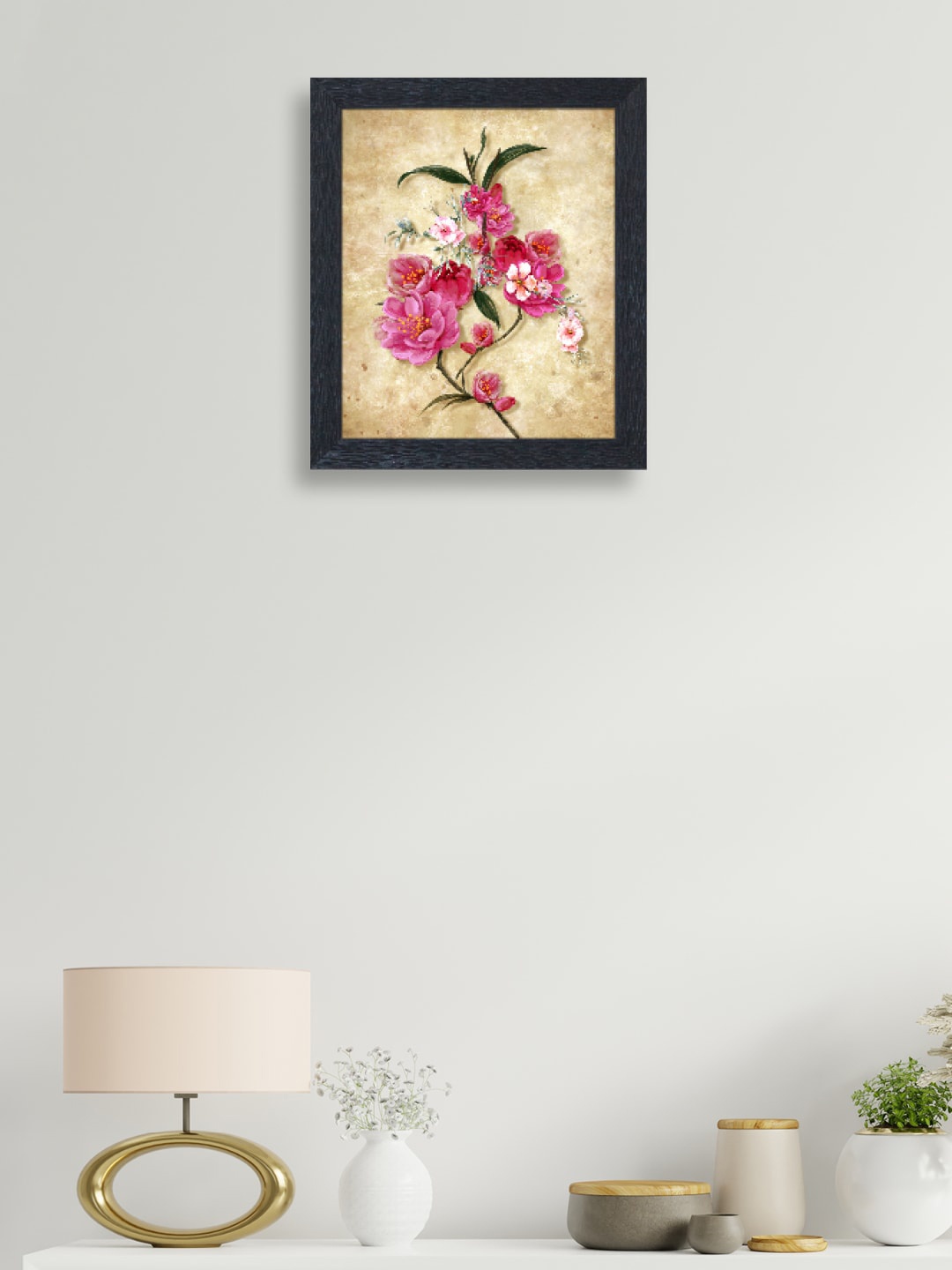

RANDOM Pink & Black nest Art Pink Flower Painting