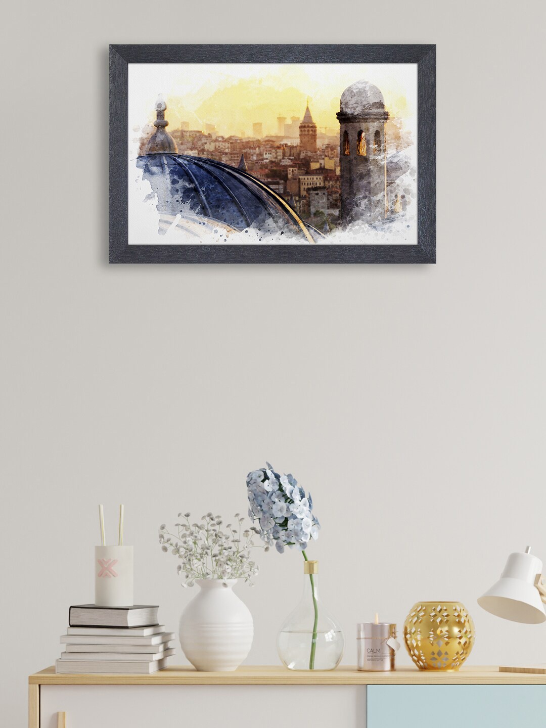 

RANDOM Yellow & White Old Fort Painting Framed Wall Art