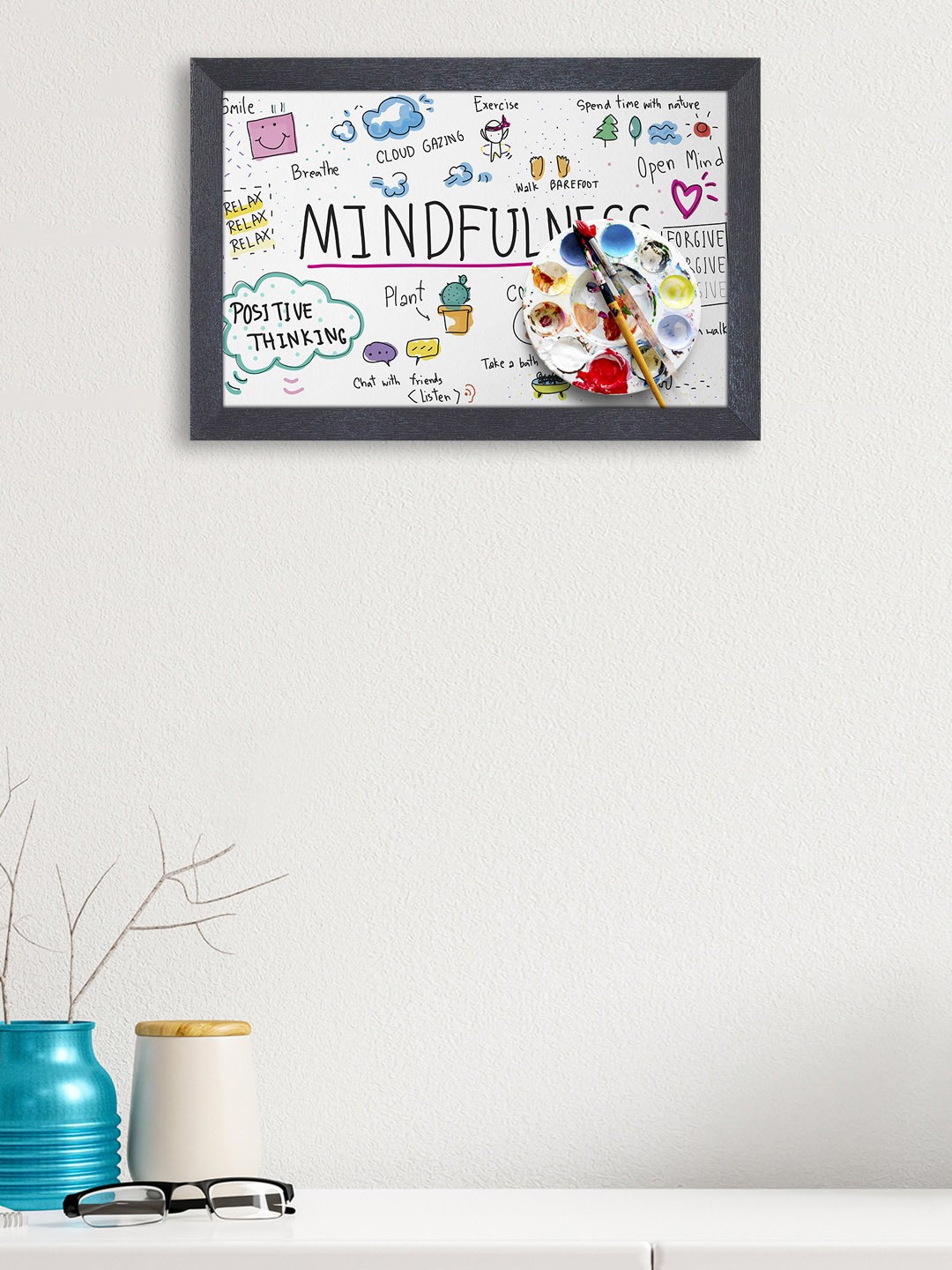 

RANDOM White & Pink Mindfulness Painting Framed Wall Art