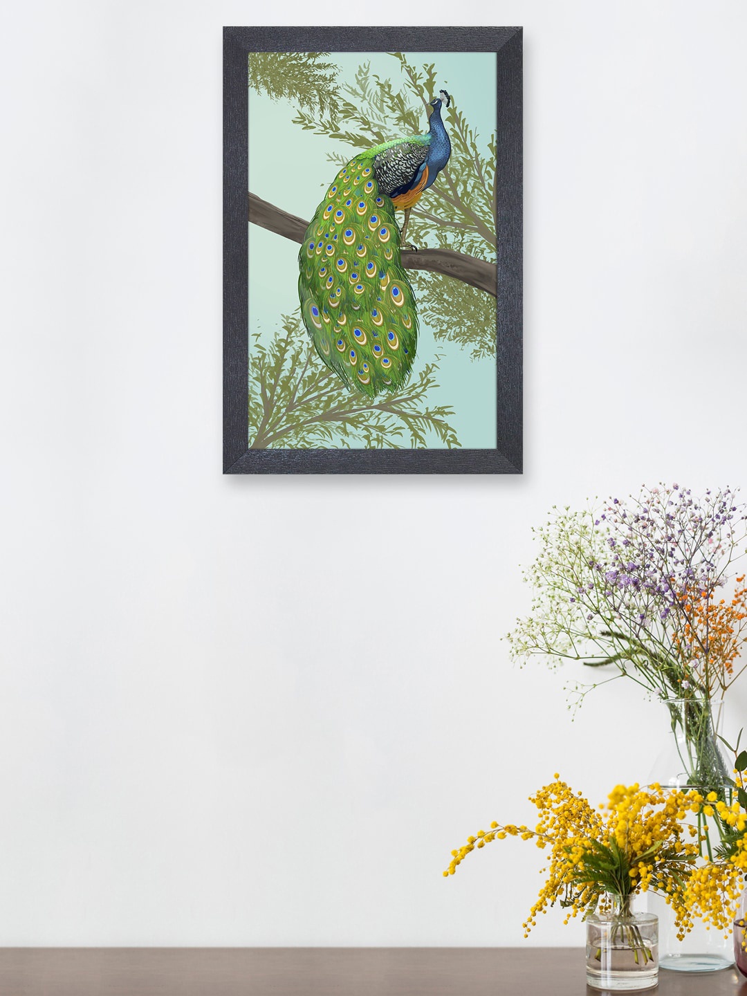 

RANDOM Green & Blue Beautiful Peacock Painting Wall Art