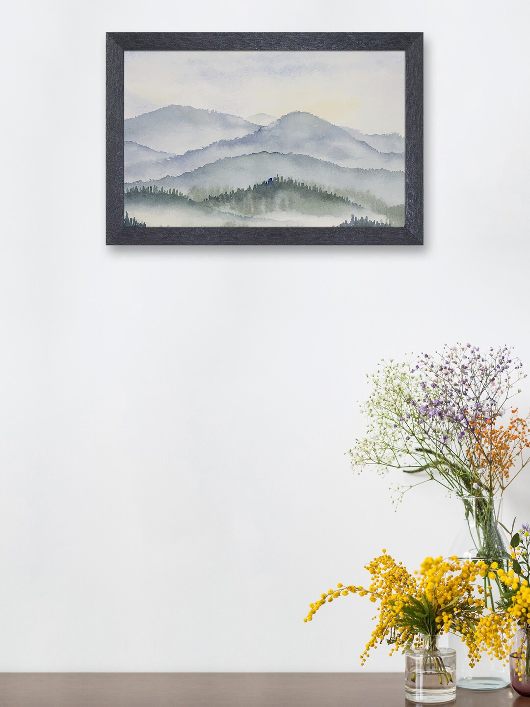 

RANDOM Off-White & Grey Smoky Mountain Painting Framed Wall Art