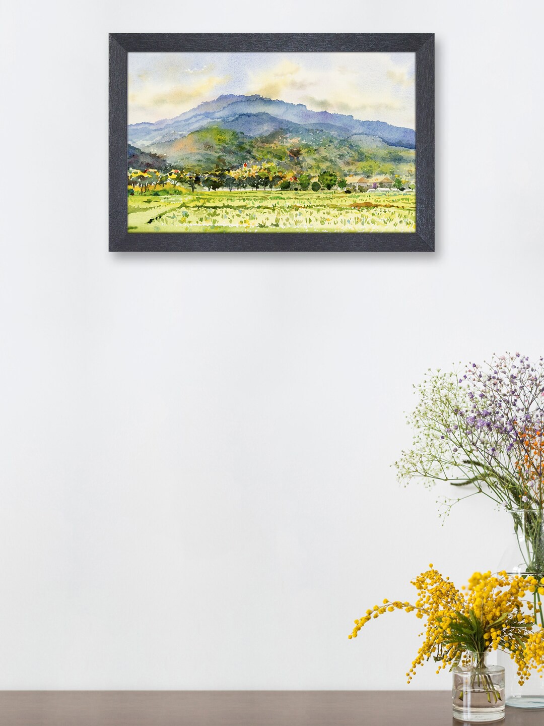 

RANDOM Green & White Natural Village Painting Framed Wall Art