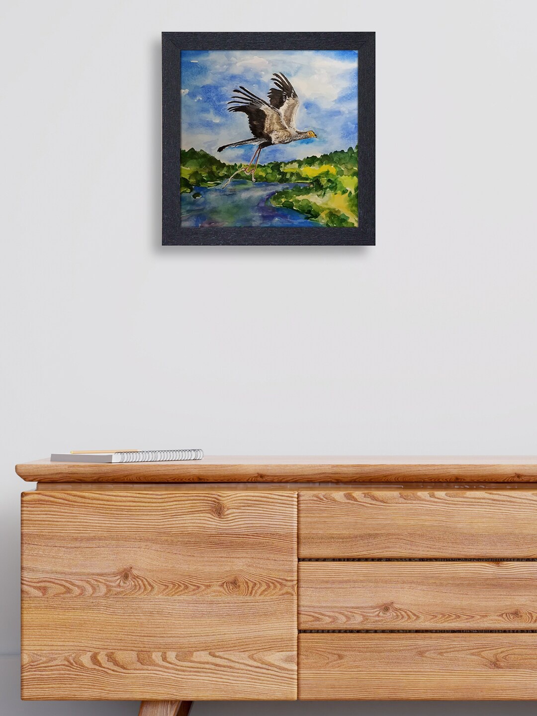 

RANDOM Black Bird Catching Fish Painting