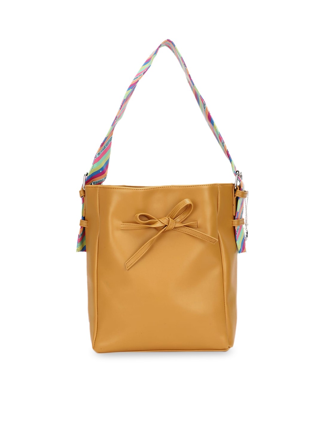 

FOREVER 21 Yellow PU Structured Shoulder Bag with Bow Detail