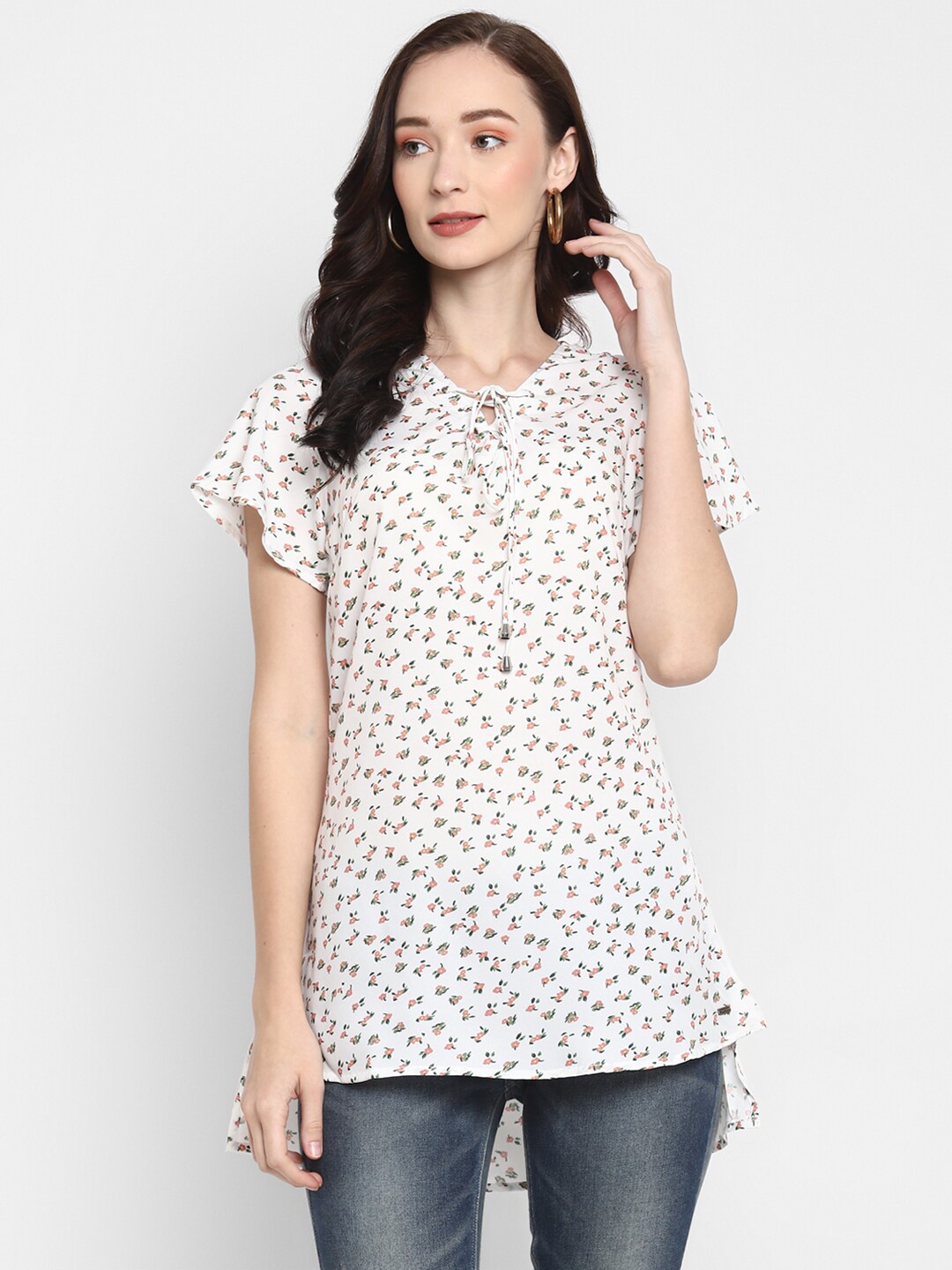 

LAMOURE BY RED CHIEF White & Green Printed Tunic