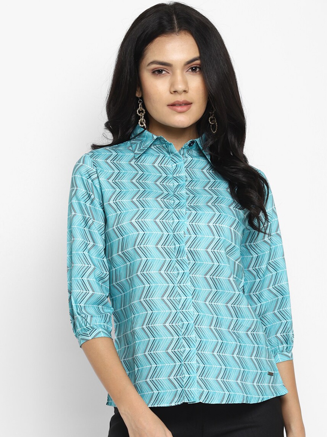

LAMOURE BY RED CHIEF Green Geometric Shirt Style Top