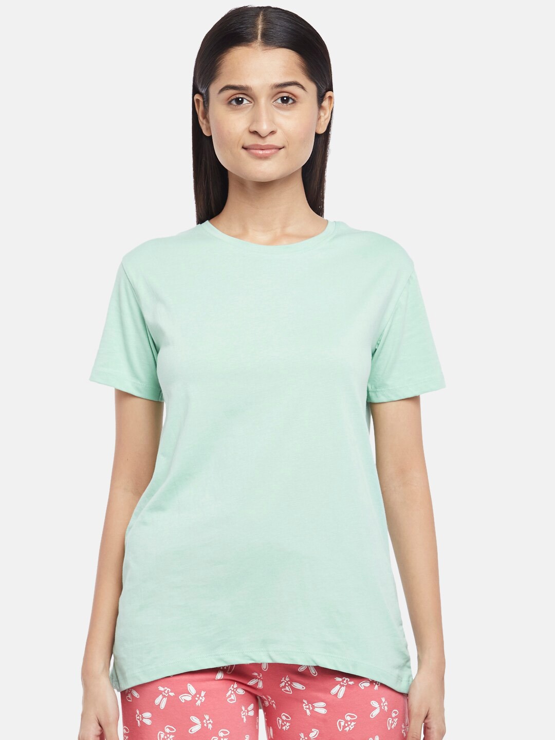 

Dreamz by Pantaloons Women Sea Green Sports Extended Sleeves Lounge T-shirt