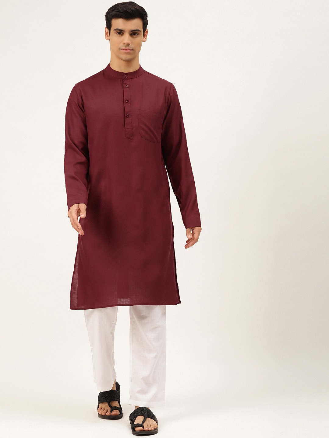

Molly & Michel Men Maroon Cotton Kurta