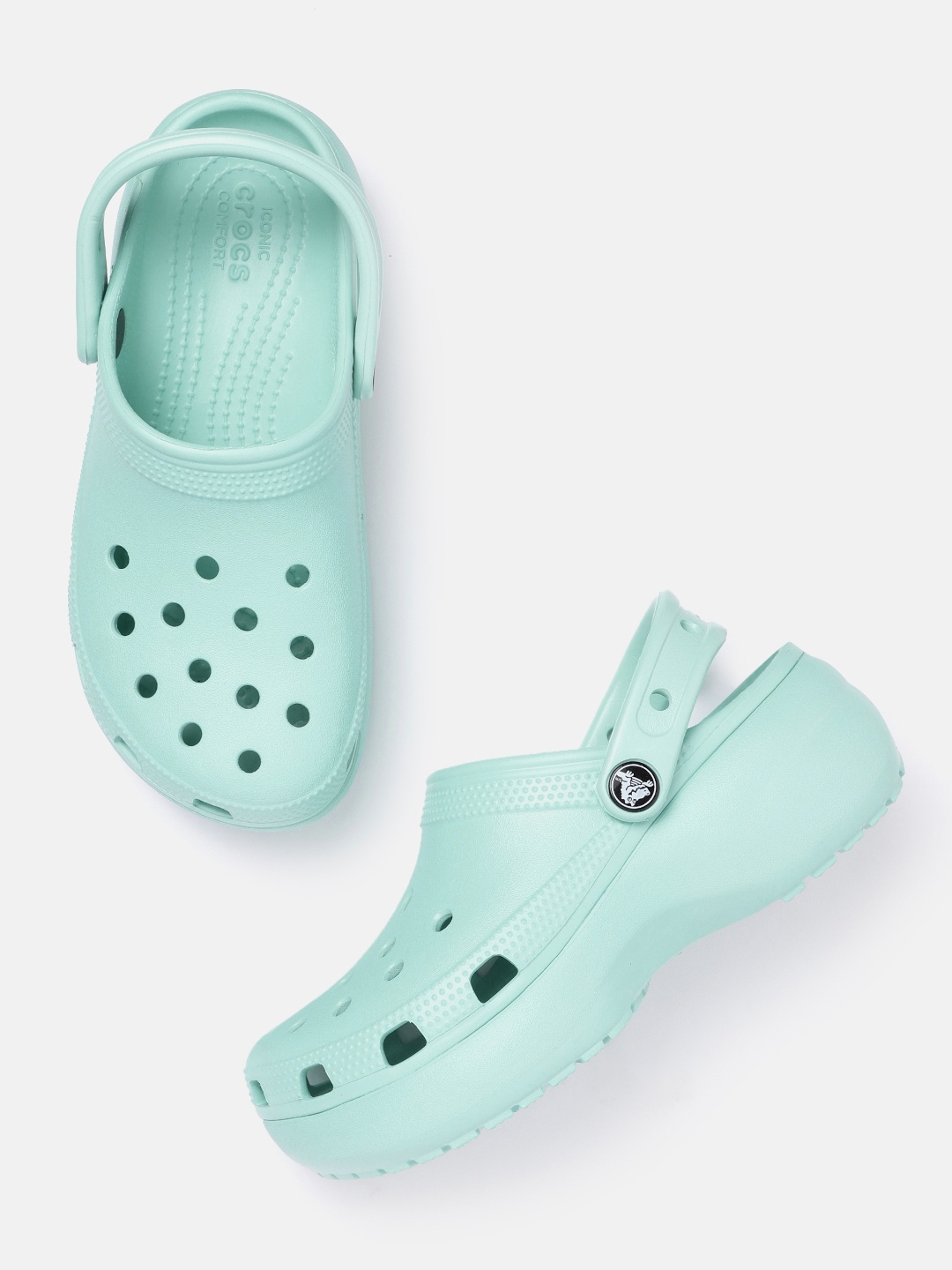 

Crocs Women Sea Green Self Design Croslite Clogs