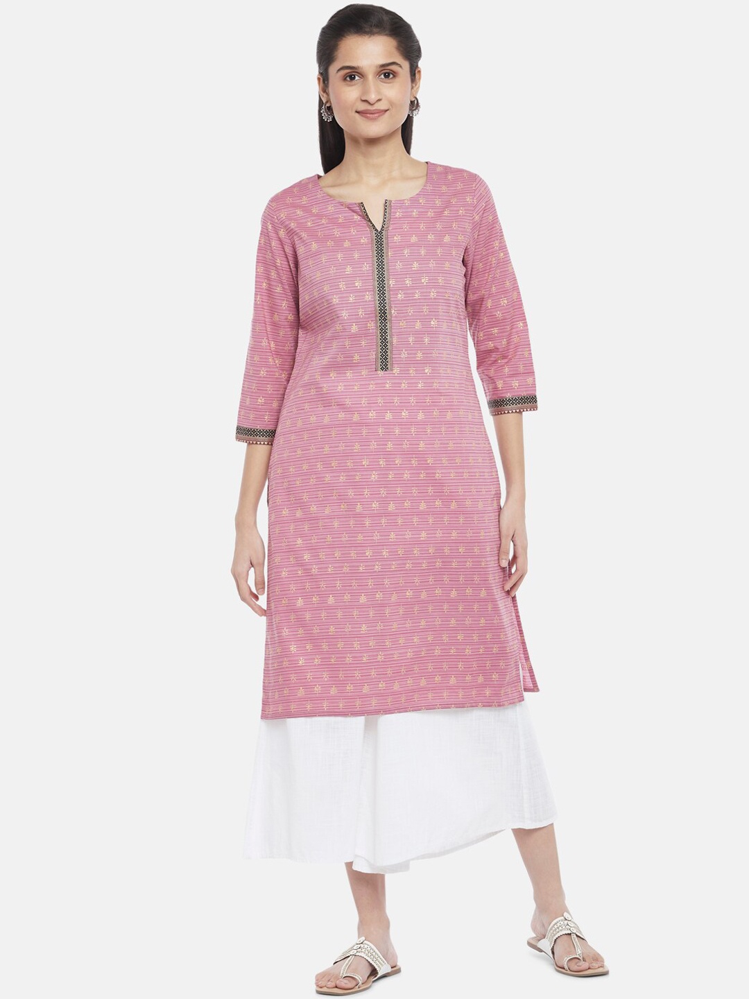 

RANGMANCH BY PANTALOONS Women Pink Floral Printed Straight Kurta