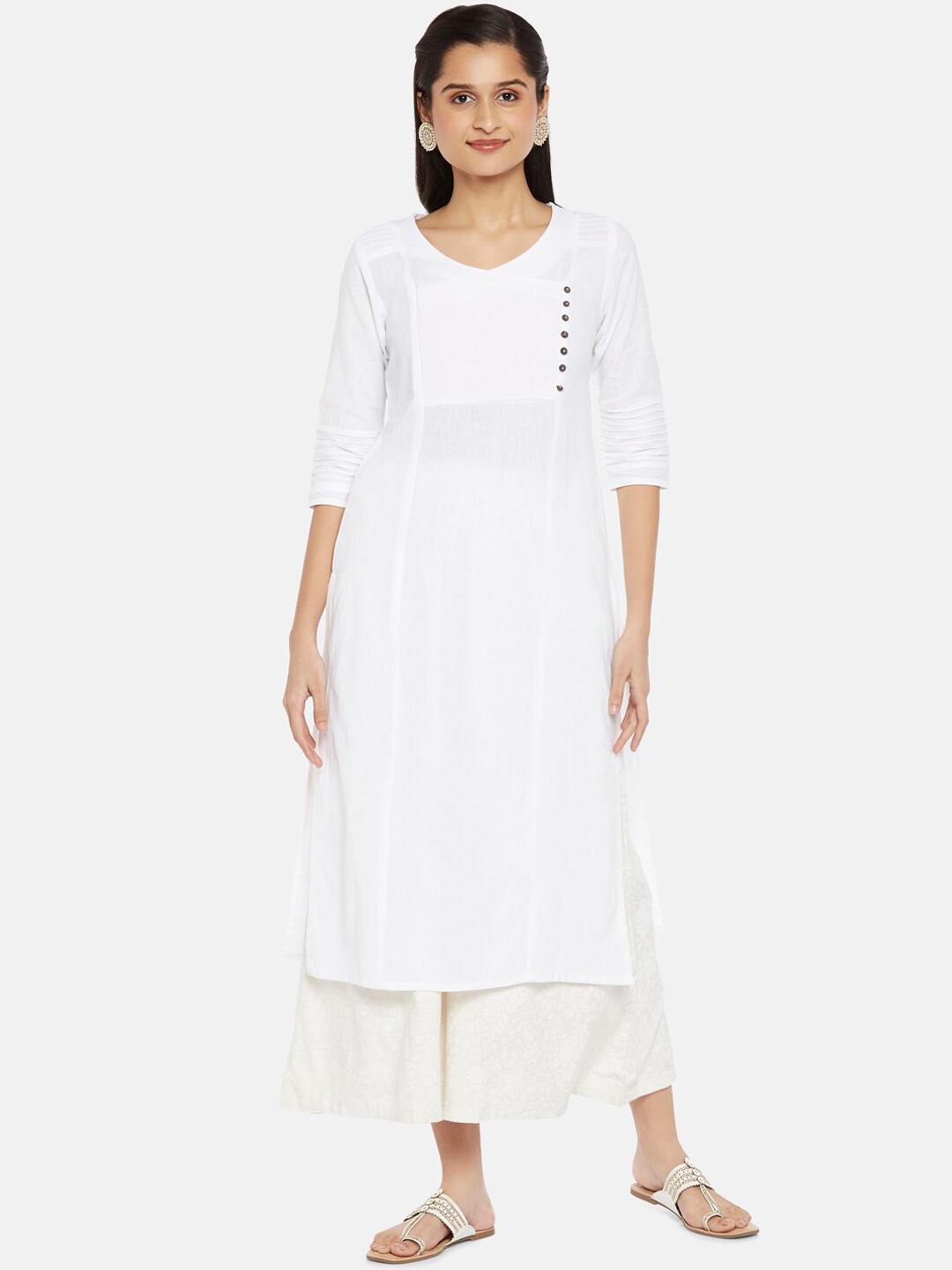 

RANGMANCH BY PANTALOONS Women White Cotton Kurta