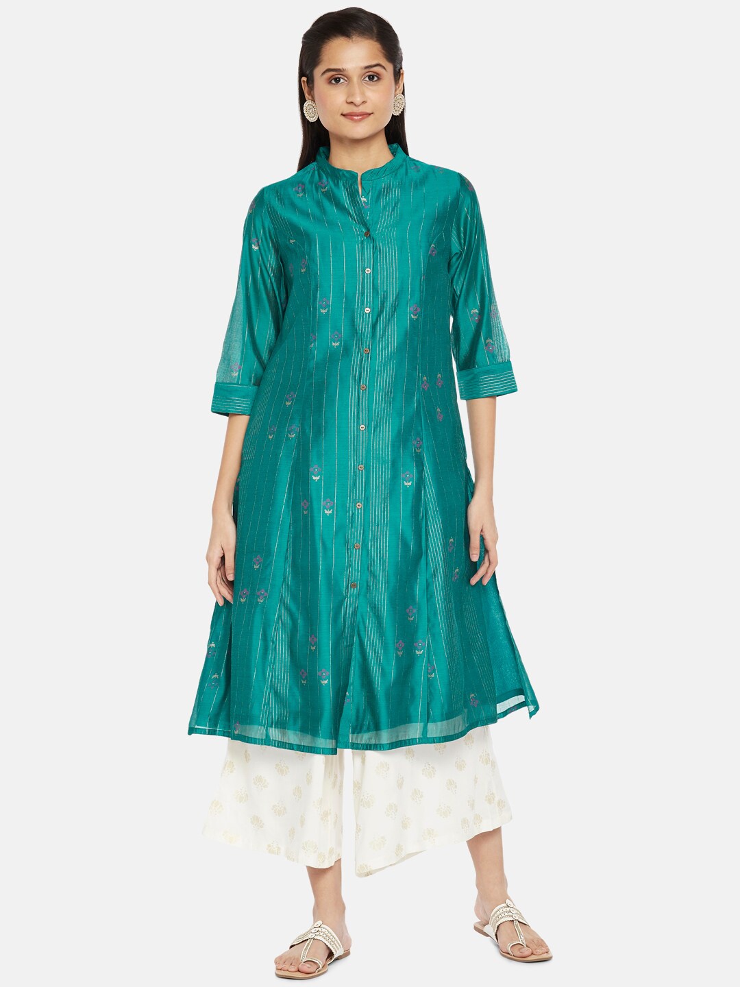 

RANGMANCH BY PANTALOONS Women Turquoise Blue Ethnic Motifs Printed Kurta