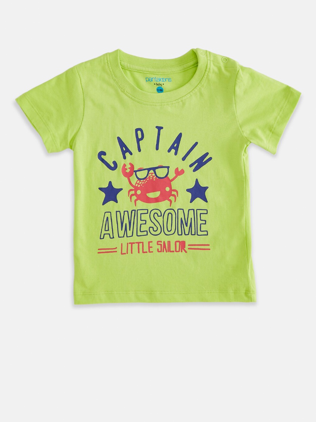 

Pantaloons Baby Boys Lime Green Printed Pure Cotton T-shirt