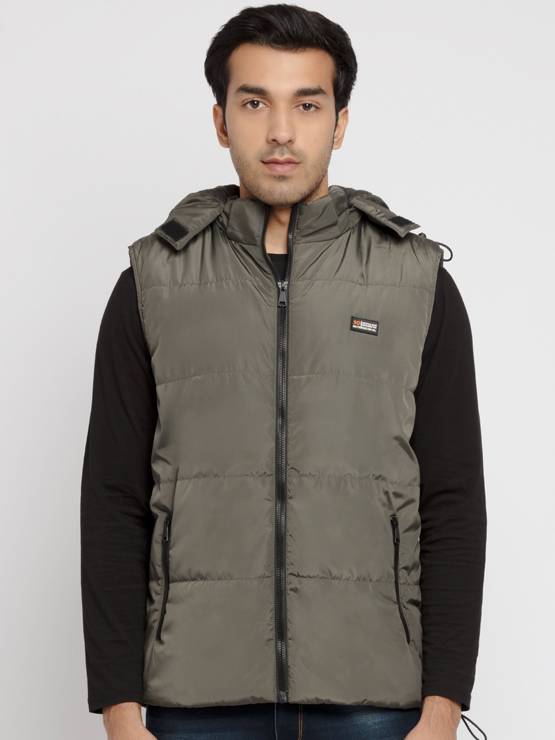 

Status Quo Men Olive Green Quilted Jacket