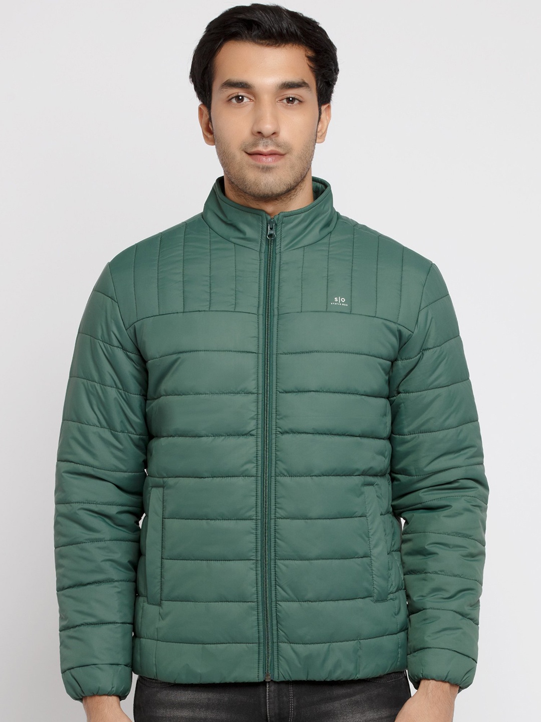 

Status Quo Men Green Quilted Puffer Jacket