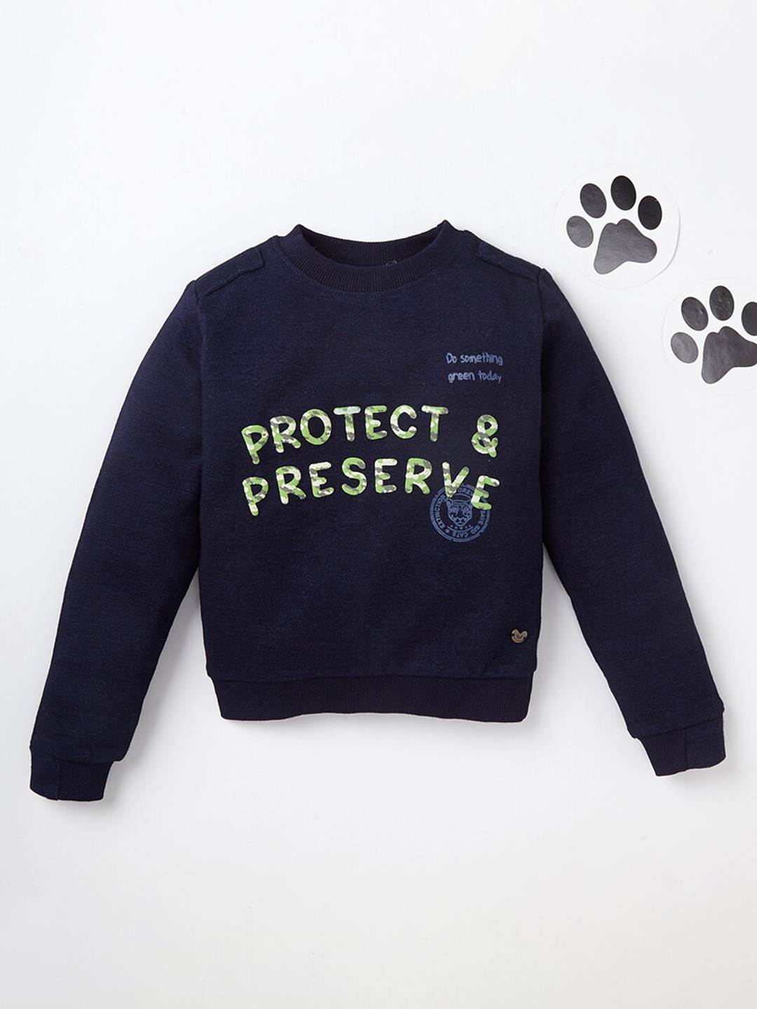 

Ed-a-Mamma Boys Navy Blue Printed Cotton Sweatshirt