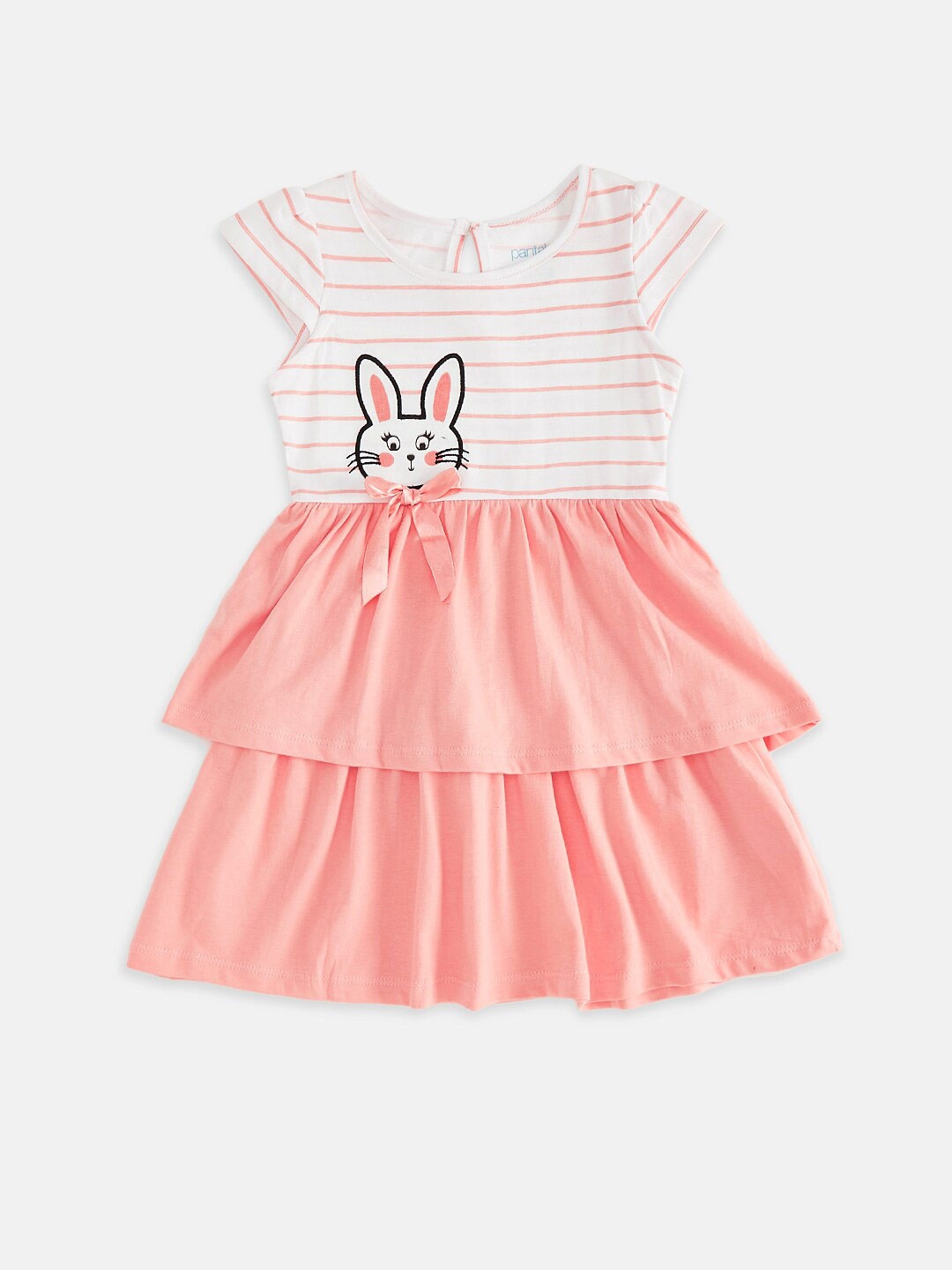 

Pantaloons Baby Peach-Coloured & White Striped Dress