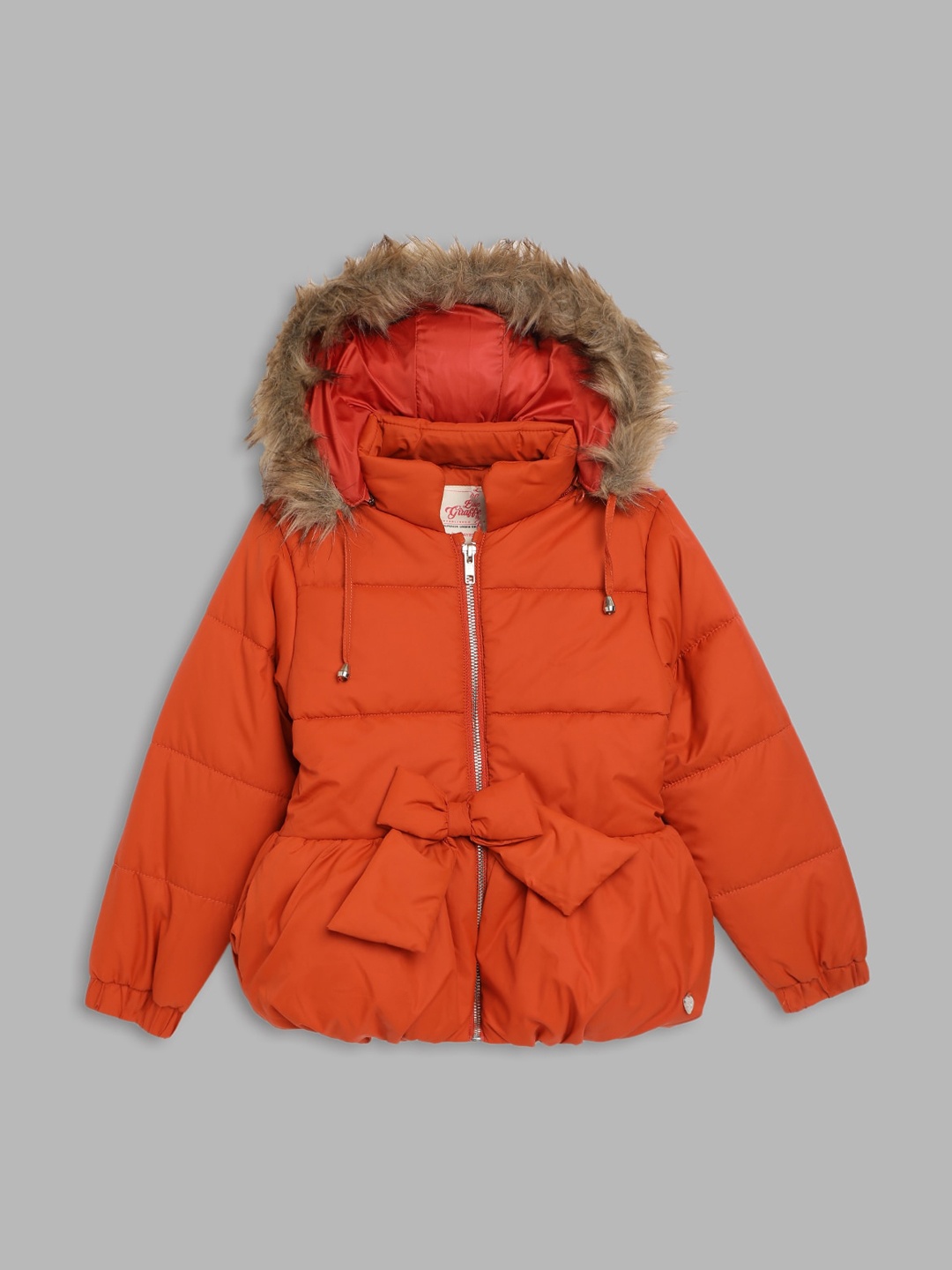 

Blue Giraffe Girls Rust Red Hooded Puffer Jacket
